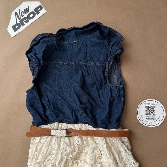 Belted Denim and Lace Vest Dress SUGAR SIZE XL (GIRLS) - Picture 4 of 5